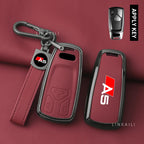 Suitable for Audi A5 Sports 2017 2019 2021 2022 Zinc Alloy Car Key Case Leather Fashion Car Keychain Auto Accessories