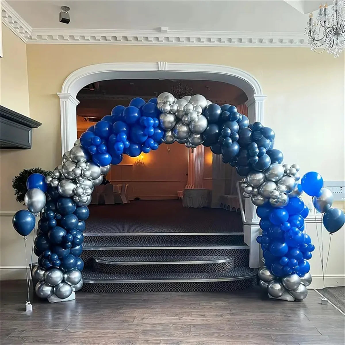 160Pcs Royal Blue Silver Balloon Arch Kit for Baby Shower Birthday Wedding Party Graduation Celebration Anniversary Decoration
