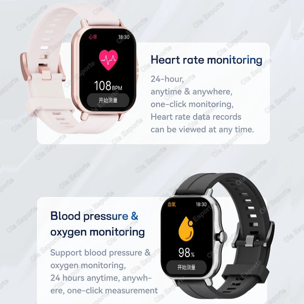 Smart Watch 1.83" Hd Screen Bluetooth Call Heart Rate Blood Oxygen Health Monitor Sports Smartwatch Women Men Holiday Gifts New