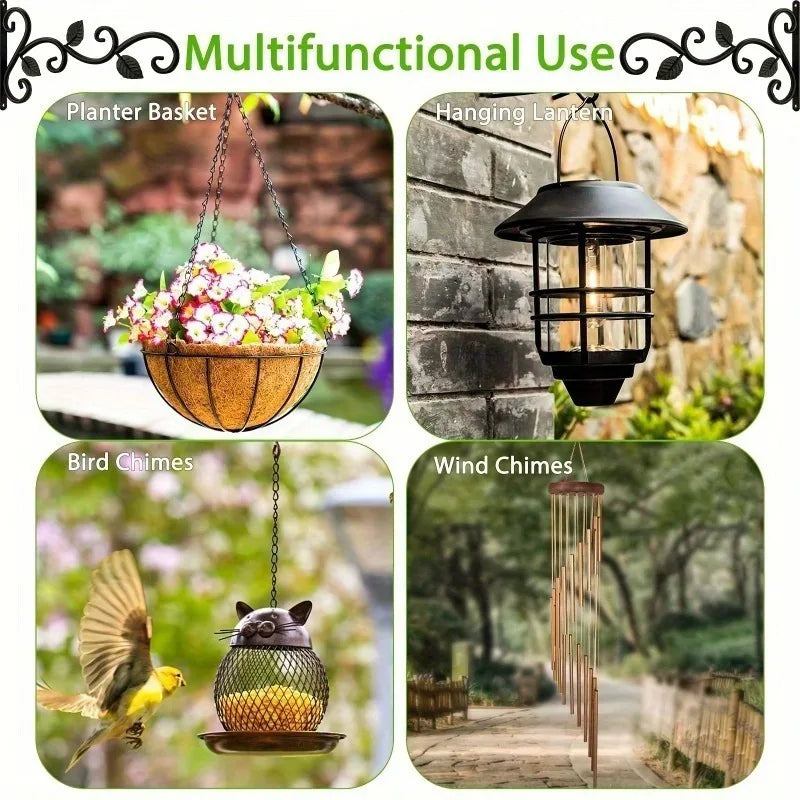 2pcs Rustic Wrought Iron Wall Bracket Plant Hooks, Metal Hangers For Hanging Indoor Outdoor Plants, Flower Pots, Bird Feeders,