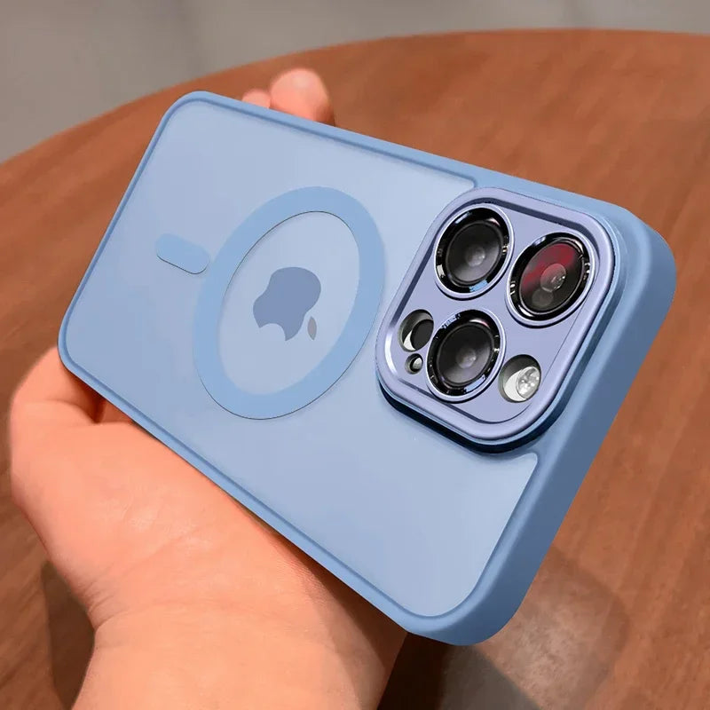 Lens Protector Matte Translucent Armor Shockproof Case For iPhone 17 16 15 14 13 12 11 Pro Max For Magsafe Wireless Charge Cover