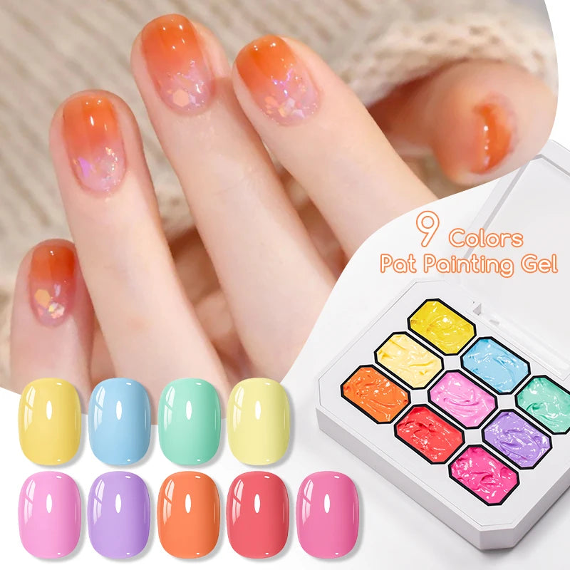1-9Colors Candy Oil Painting 3D Sculpture Creative DIY Gel Soak Off Gel Nail Modeling Gel Carving Nail Texture Glue Soild