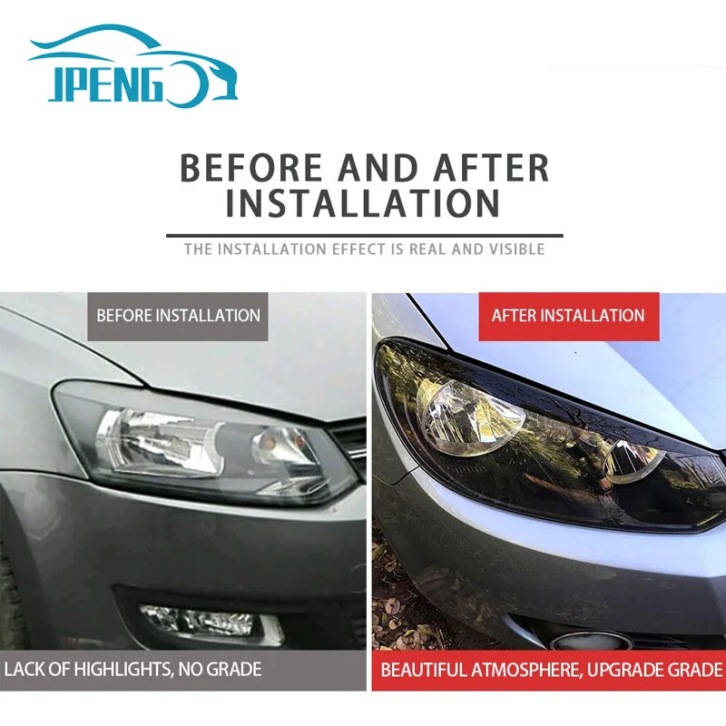 Fit For VW 2010 2011 2012 2013 2014 2015 2016 2017 2Pcs Polo Mk5 6R Headlamp Eyebrow Eyelid Cover Decorative Trim Accessories