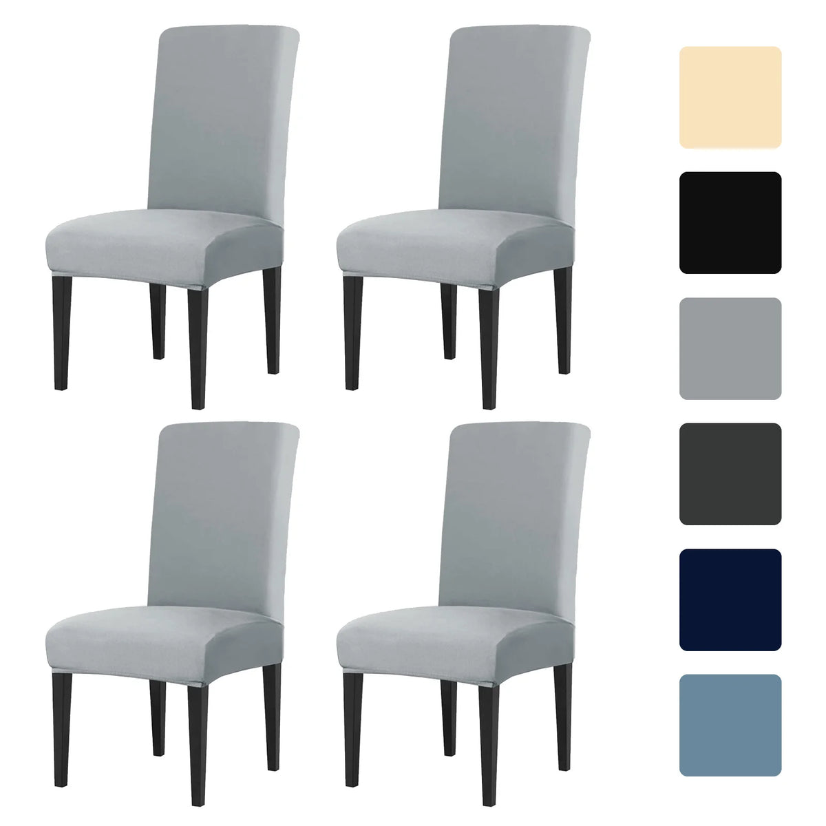 4Pc Set High Stretch Dining Chair Cover Elastic Slipcover Removable Non Slip Seat Protector for Living Room Home Kitchen Wedding