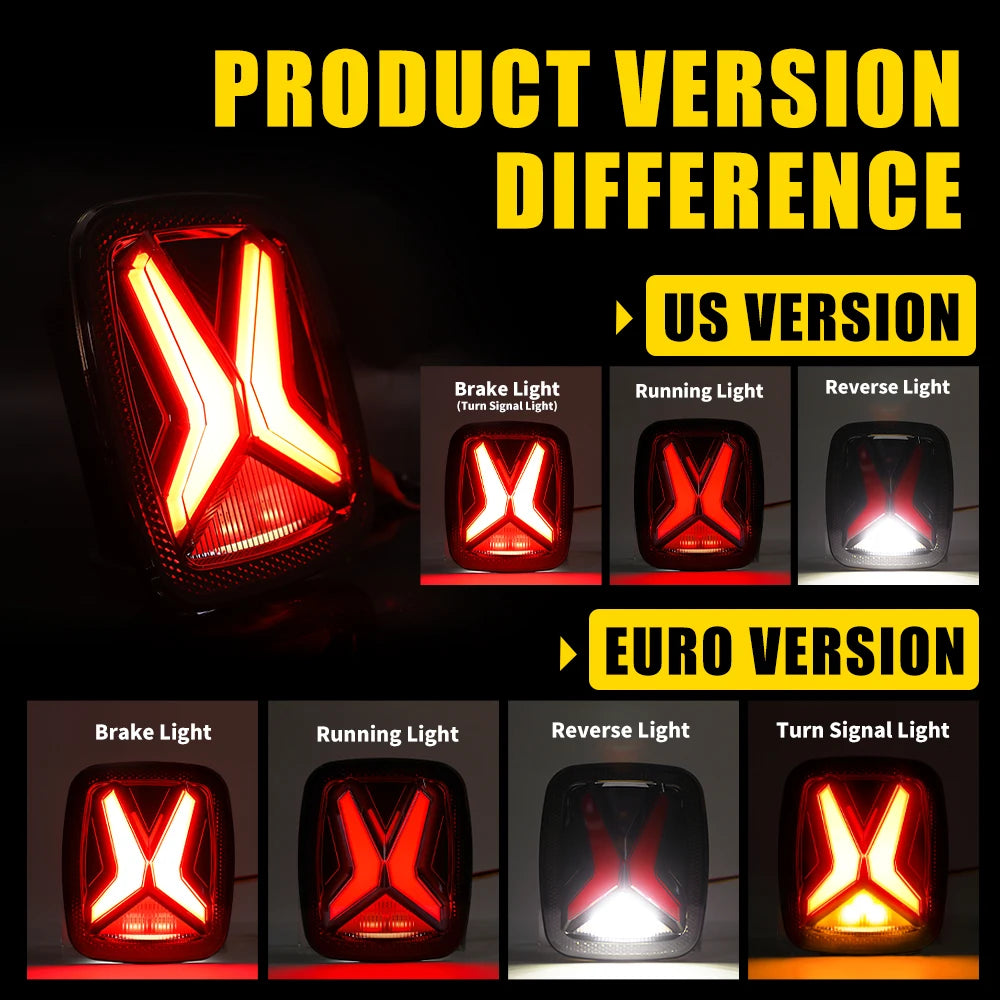 Car Rear LED Tail Lights For Jeep Wrangler CJ TJ YJ 1998-2006 Universal 'X'Shape Design Smoked 12v Drl Modified Brake Tail Lamp