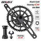 GOLDIX Ultralight Road Bike Crankset 50-34T/52-36T/53-39T for 3 Bolt Double Chainring 165/170/175mm Length Hollow Bicycle Crank