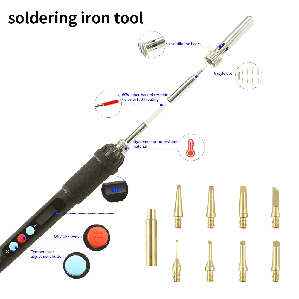 Toaiot Heat Insert Nut Iron Tip Brass Hot Melt Heat Set Insert Tool Soldering Iron Tip 3D Printing Finishing Tool Trimming Heads