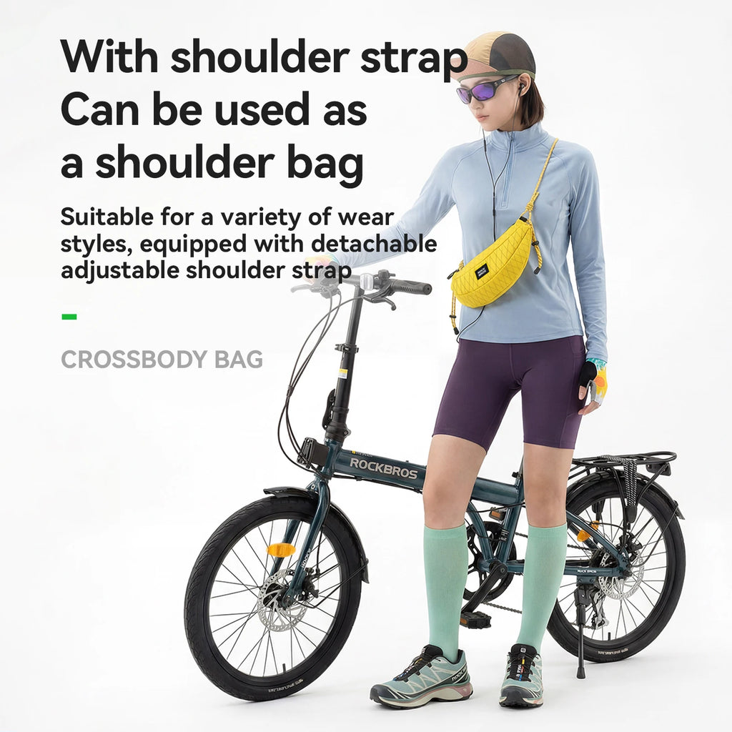 ROCKBROS Outdoor Bicycle Bag 1.8L Capacity Banana Shape Bike Bag with Shoulder Strap Multi-Scene Application Crossbody Bike Bag