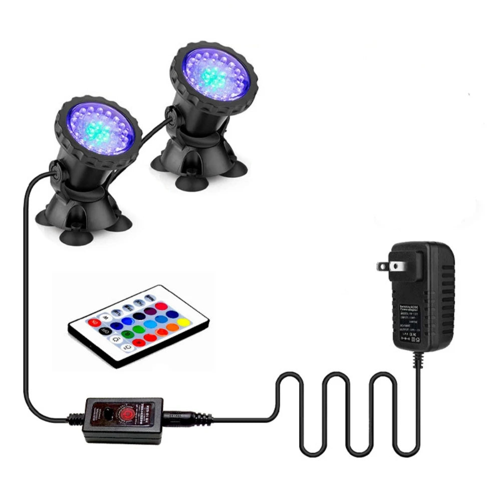 IP68 Waterproof Underwater LED Lights 12V RGB Multicolour Aquarium Light Garden Fountain Pond Fish Tank Swimming Pool Spot Lamp
