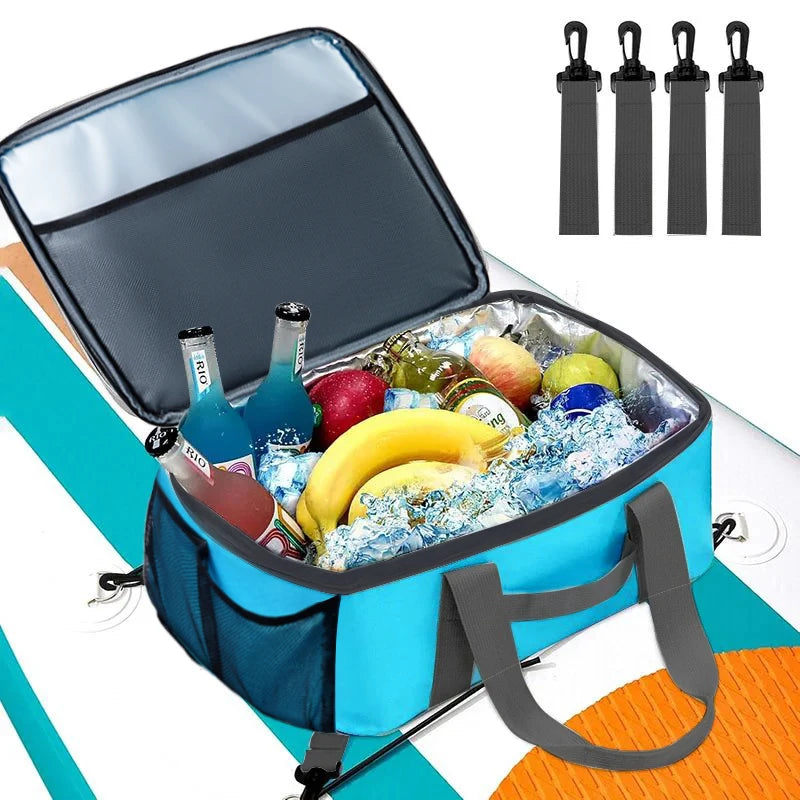 Waterproof Paddle Board Cooler Bag, Insulated Deck Bag with Pockets, Blue