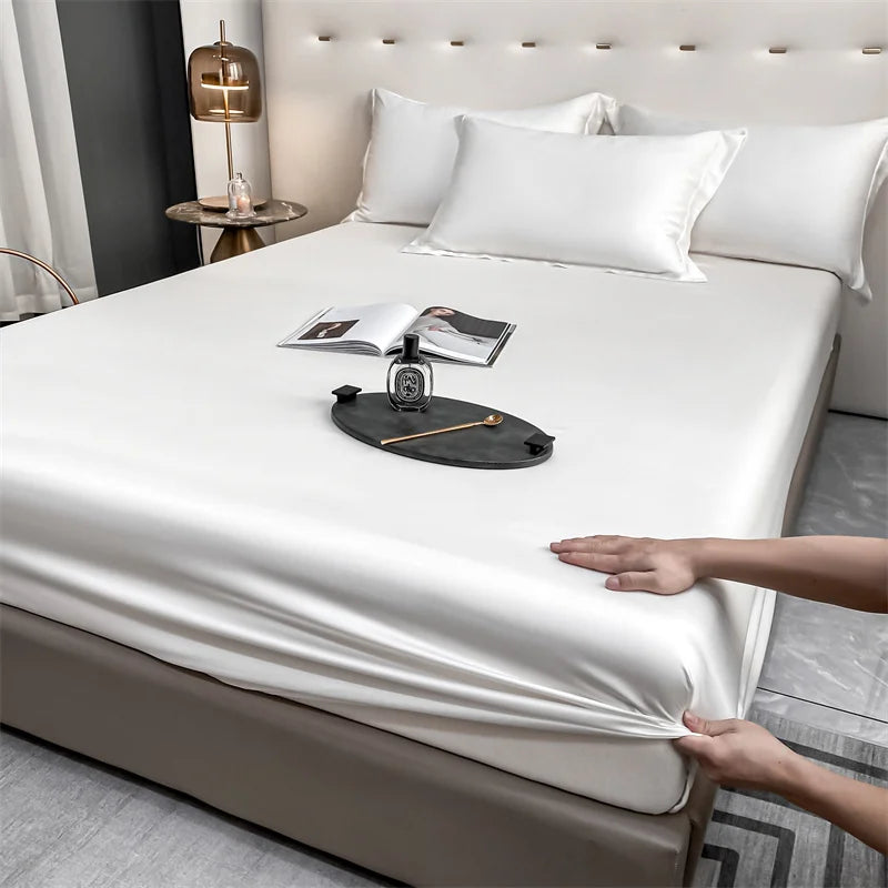 Mulberry Silk Fitted Sheet Natural Silk Bed Cover Queen King Size Bed Cover Customized Size Luxury High-End Silk Bedding Sheets