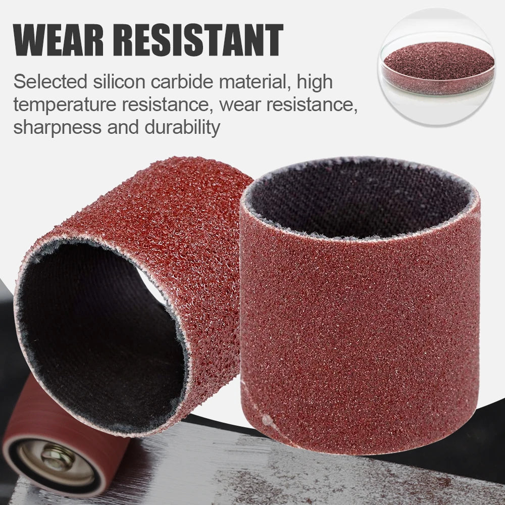 XCAN 384pcs Sanding Drums Kit 80-600 Grit Sanding Bands Sleeves with Drum Mandrels for Dremel Nail Drill Rotary Abrasive Tools