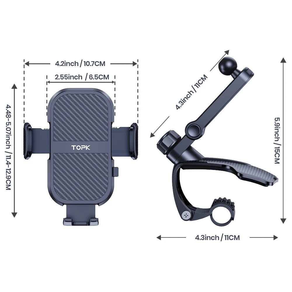 TOPK D46J Dashboard Car Phone Holder Mount, Easy Installation, Universal Clip Mount, Compatible with All Smartphones