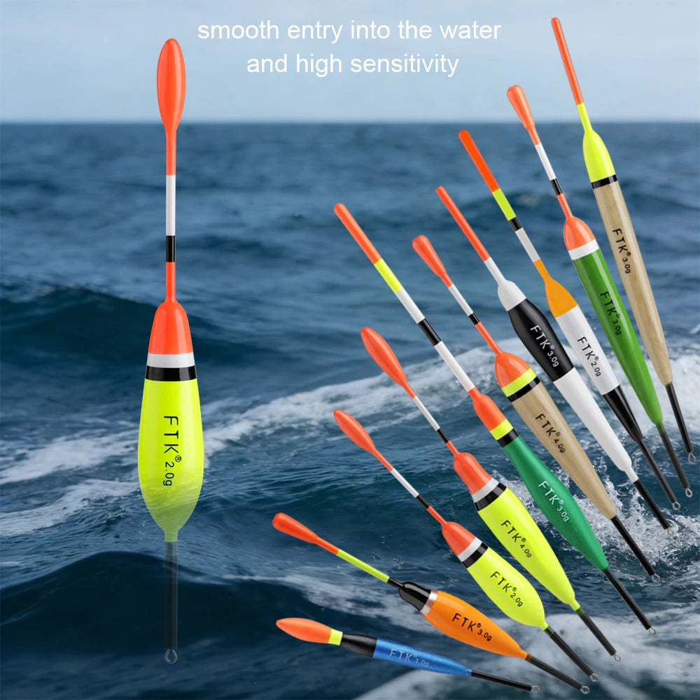FTK Fishing Float Set 20pcs Vertical Buoy Lure Float Accessories, Multi-Function