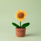 Mini Tulips Crochet Flowers Potted Cute Knitting Flowers Table Car Decor Handmade Artificial Tulips Flores Tejidas