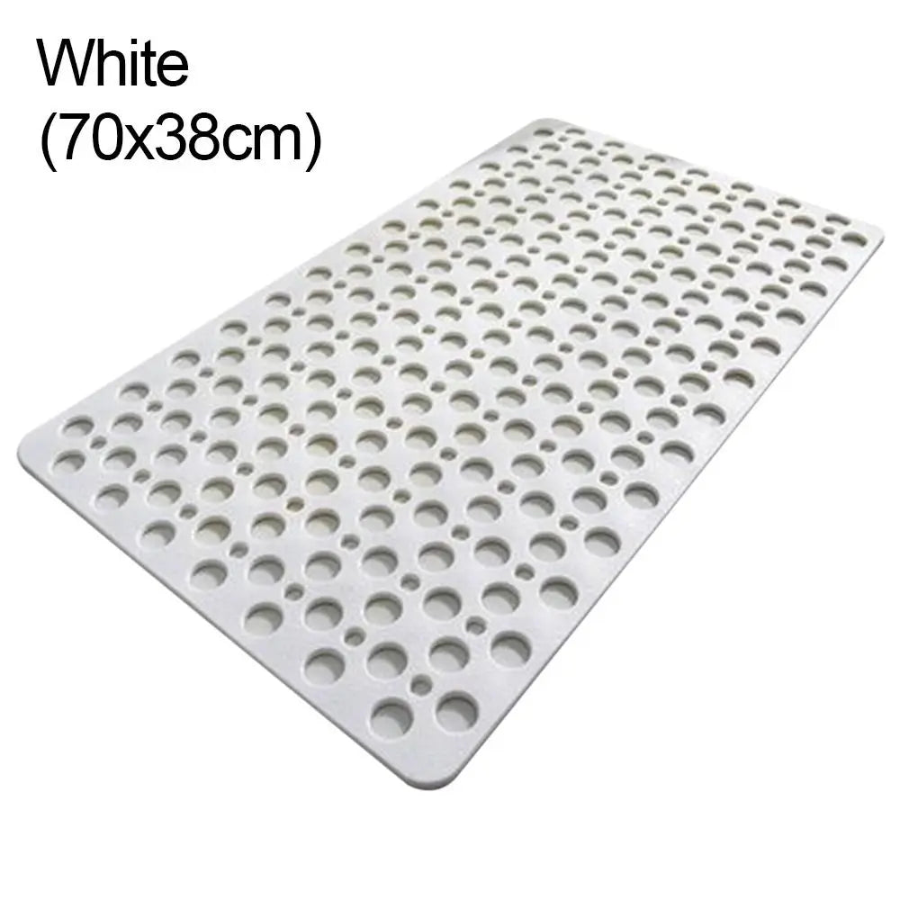 Rubber Non-Slip Bath Mat with Drain Holes, Anti-Mold Machine Washable Shower/Tub Mat