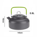 0.8L/1.1L/1.2L/1.6L/2L/2.5L Aluminum alloy Portable Outdoor Camping Coffee and Tea Kettle for Hiking Fishing Picnic and Cooking
