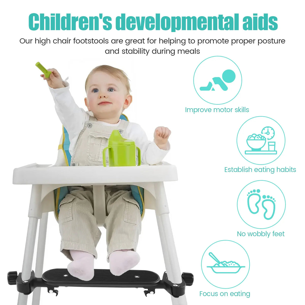 Baby Highchair Foot Rest Adjustable Chair Footrest Non-Slip Highchair Footboard Stool Pedal Infant Newborns Safety Accessories
