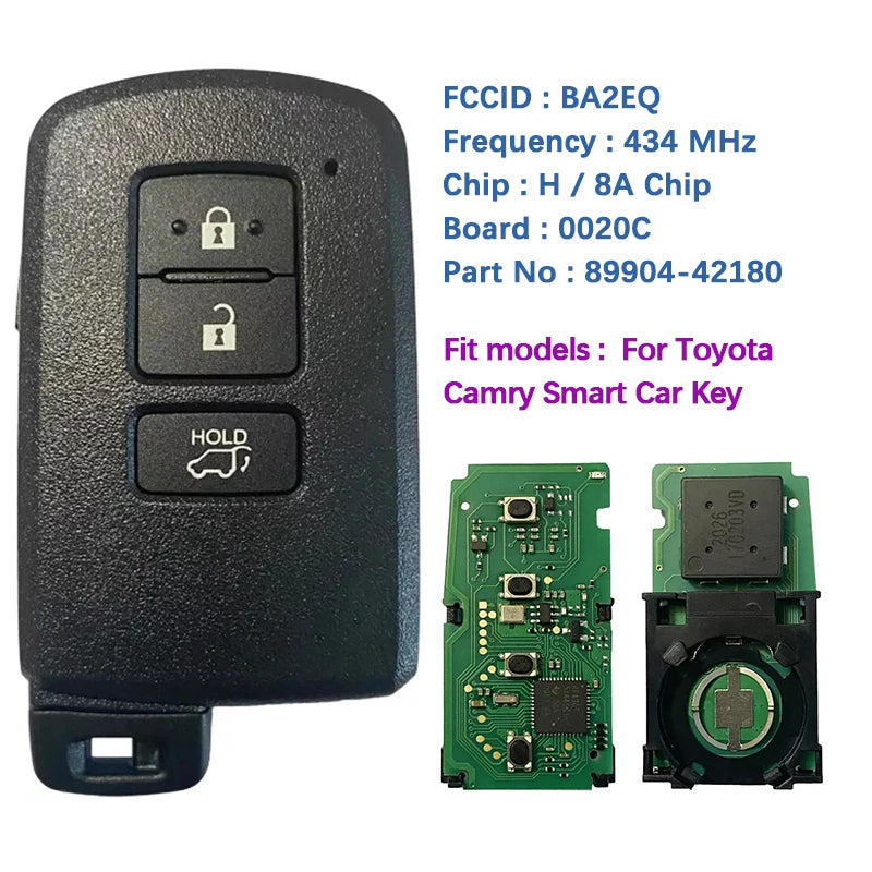 Aftermarket Smart Key Fob 3-Button 433MHz DST-AES for Toyota RAV4 89904-42180 1pc