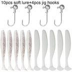 14PCS Gear Kit 10PCS Soft Lure 5.5cm 7cm 10cm T Tail Worm 4PCS Jigging Head Hook 3g 5g 10g Metal Jig Fishing Pesca Swimbait Bait
