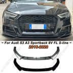 Fit For Audi S3 A3 8V S-line 2017-2020 Saloon / Sportback Maxton Style Front Bumper Lip Spoiler Splitter Diffuser Canards Tuning