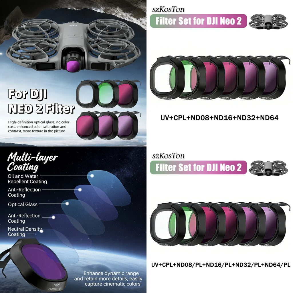 Filter Set for DJI Neo 2/Mini 5 Pro/mini 4 Pro/Filp ND MCUV CPL Filters Anti-glare Optical Glass Lens Accessories