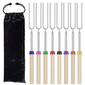 LMETJMA Telescoping Marshmallow Roasting Sticks 8pc Stainless Steel BBQ Skewers