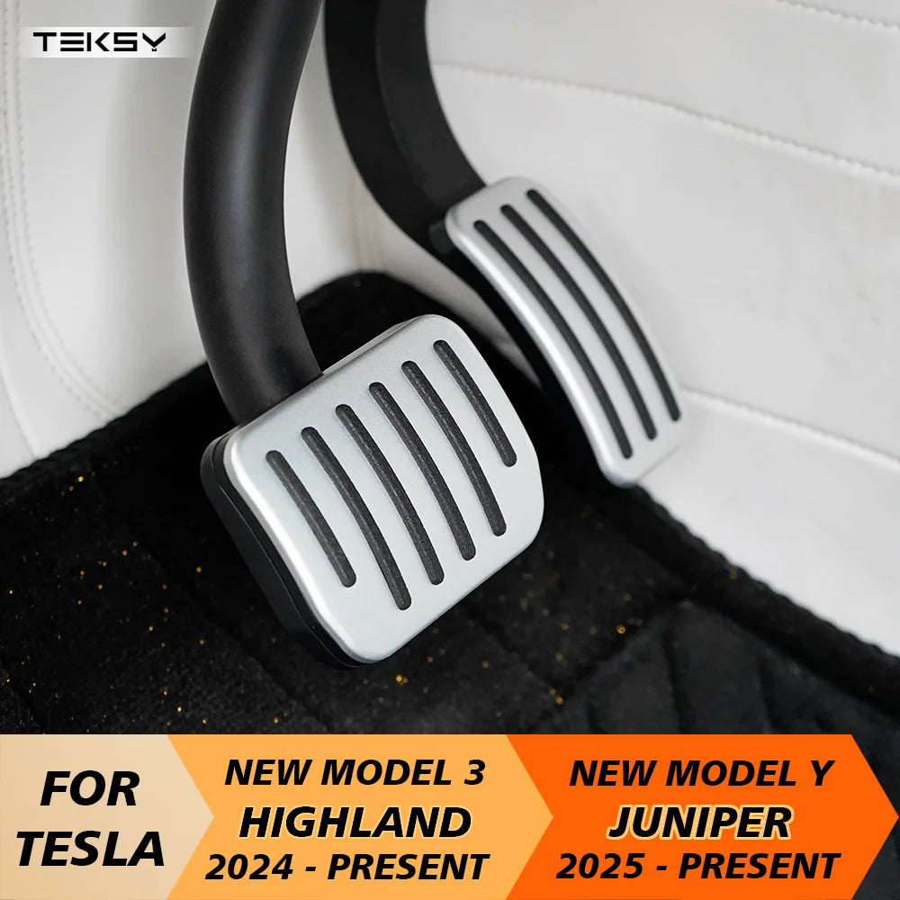 Tesla Model Y Juniper 2025-2026 & Model 3 Highland Pedal Covers Anti-Slip Silver