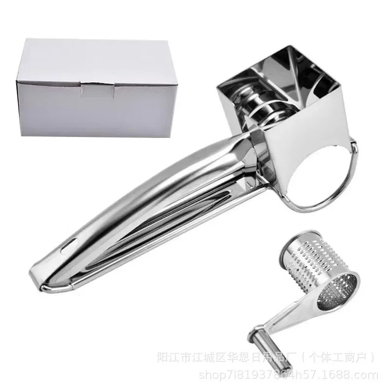 Hand Crank Rotary Cheese Grater Shredder, Stainless Steel Manual Kitchen Tool, 1pc