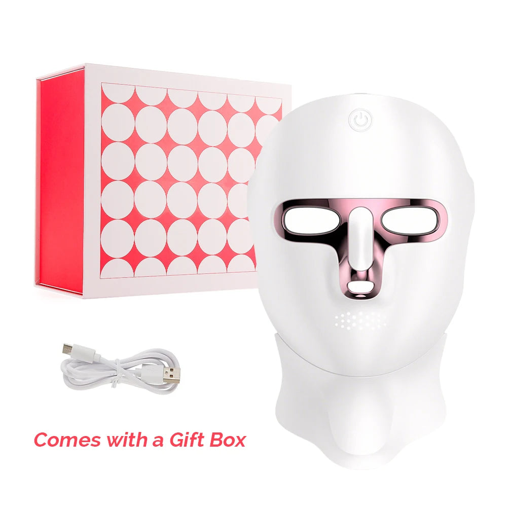 7 Color LED Facial Mask Face and Neck Photon Skin Rejuvenation Whitening Tighten Rechargeable Neck Face Care Beauty Treatment