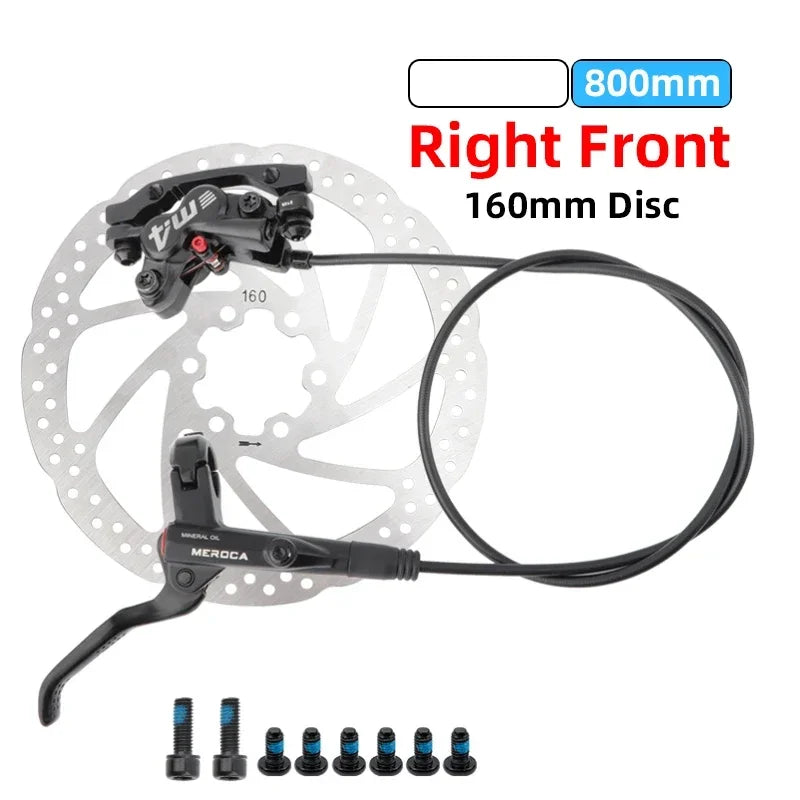 MEROCA M4 4-piston Hydraulic Bicycle Brakes Front Rear Kit 4 Piston Disc Brake Oil Brake MTB Compatible with 160mm Rotor