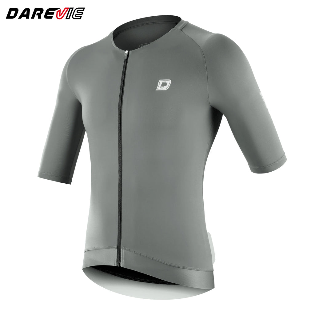 DAREVIE Men's Cycling Jersey DVJ278 Moisture Wicking Anti-Slip Hem, Black/Green/Grey/Red