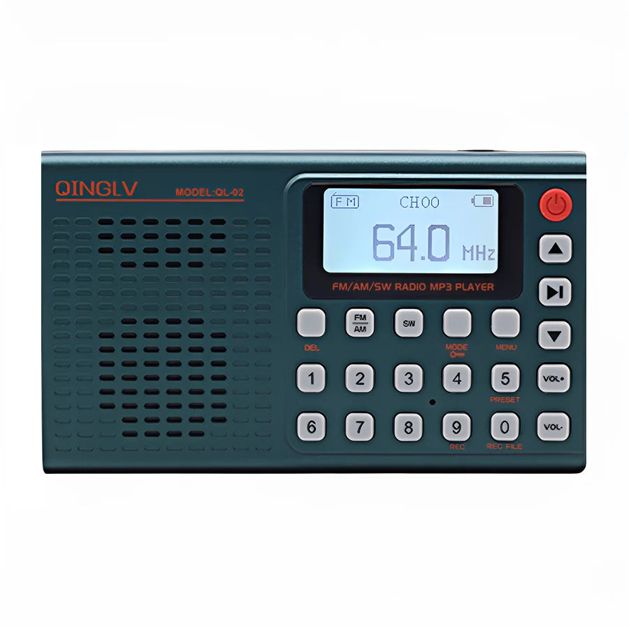 Ultra-portable multifunctional radio, full frequency range, rechargeable, for indoor/outdoor use, with memory card slot and MP3