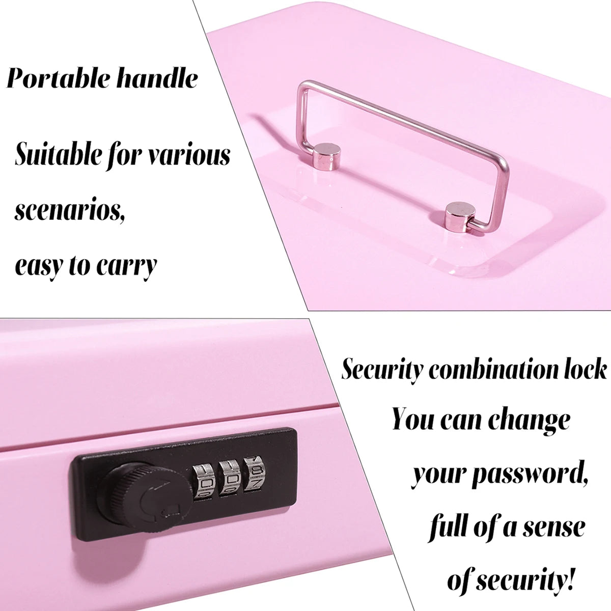 1 pc Money Box with Key -Money Tin with Lock - Medium-sized Cash Box with Coin Tray for Petty Cash Coins Notes,Home , Business