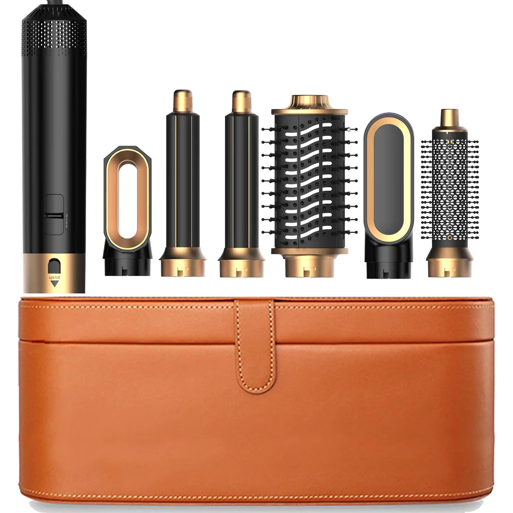 6 in 1 Hair Dryer Brush Detachable Airflow Comb Curler Straightening Brush Heat Control Styler for Smooth Hair