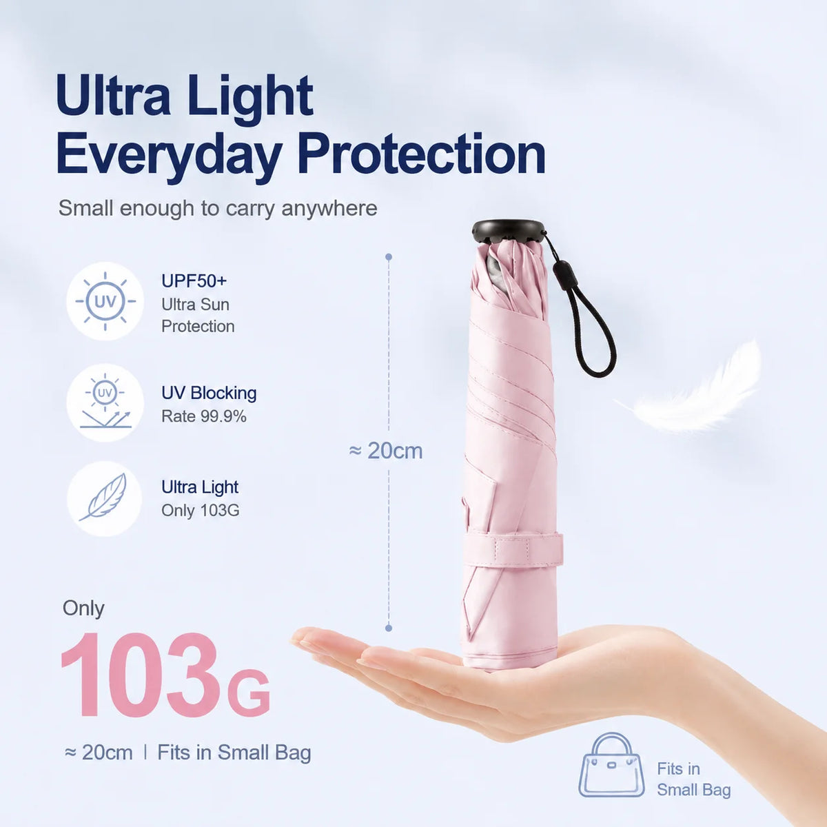 2-in-1 UV Protection Mini Folding Travel Umbrella, Ultralight Pocket Rain Umbrella, 1pc