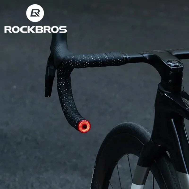 ROCKBROS Bicycle Handlebar End Lights IPX6 Bike Rear Light 5 modes Bike Lamp Intelligent Brake Sensor Safety Night Riding