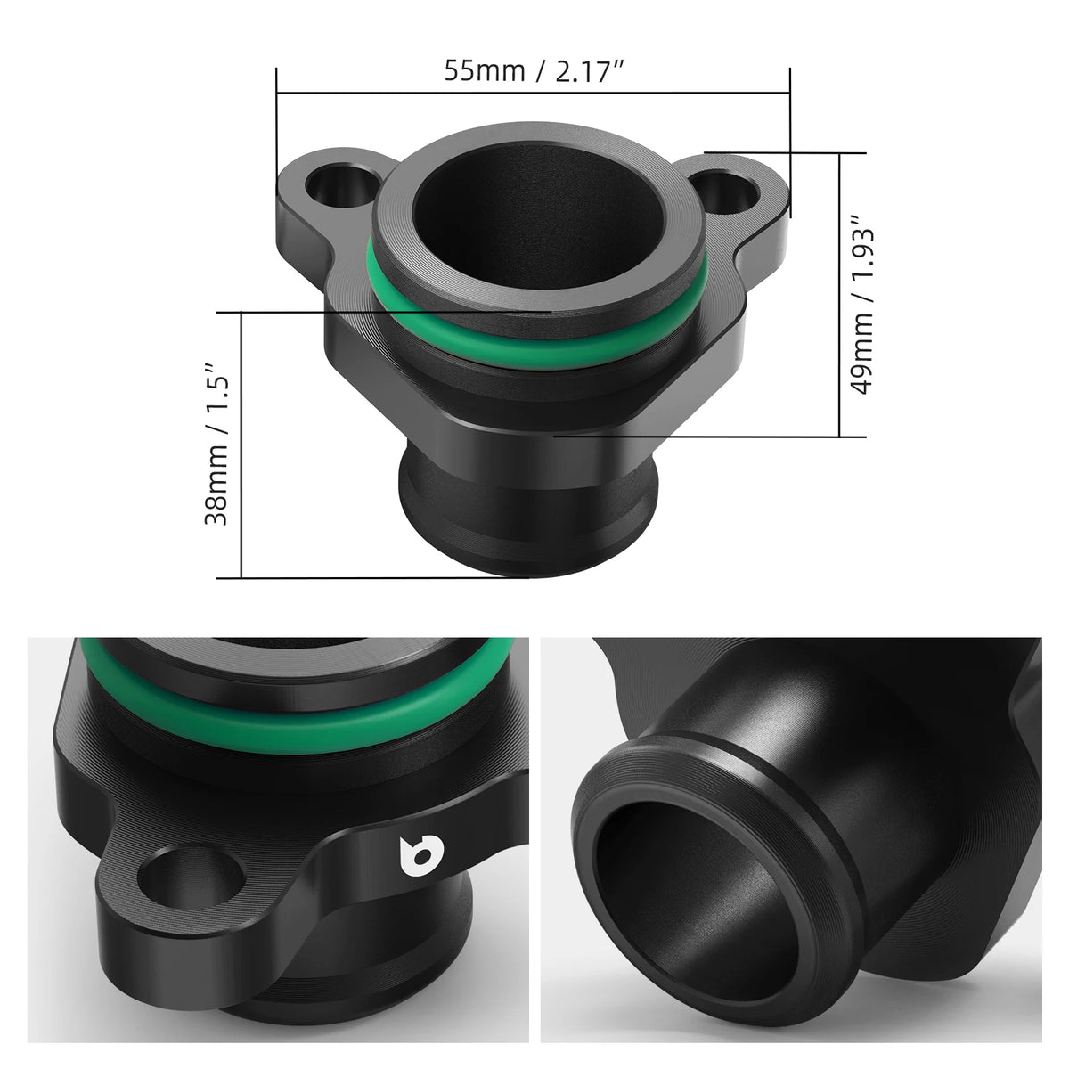 BEVINSEE Aluminum Coolant Port Flange Fitting for BMW N52 E90 E91 E92 E93 F30 F31 F34 Red/Black