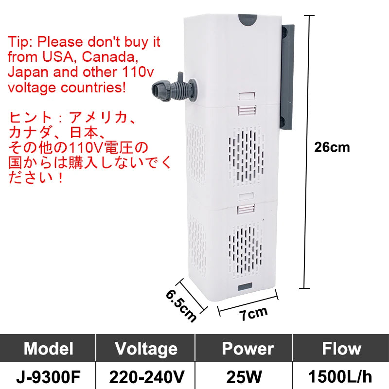 Aquarium Filter Pump Fish Tank Submersible Silent Air Oxygen Aerator Internal Water Pump Aquarium Air Pump Wave Maker 220v