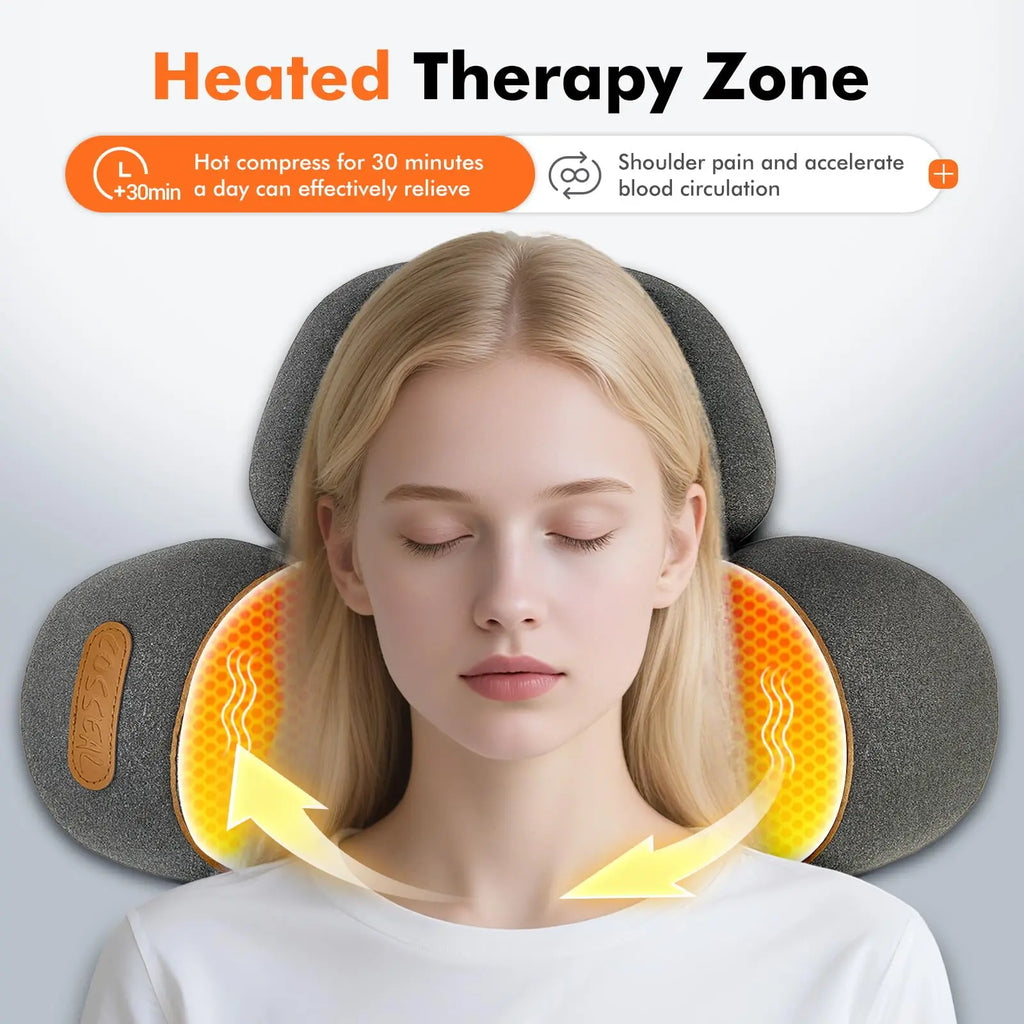 3-in-1 Neck Massager Pillow with Heat, Deep Tissue Shoulder Massage, Traction Styles