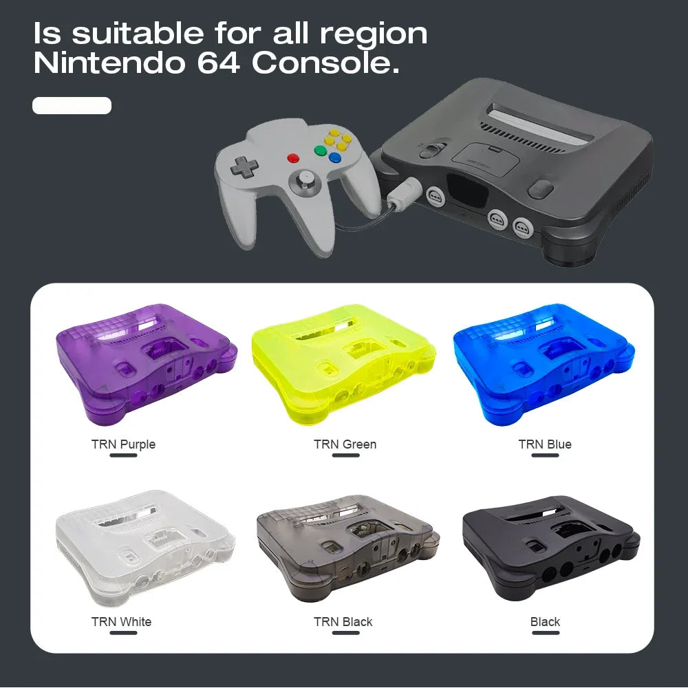 Bitfunx Replacement Plastic Shell Translucent Case for N64 Nintendo 64 Replacement Case Transparent Boxes