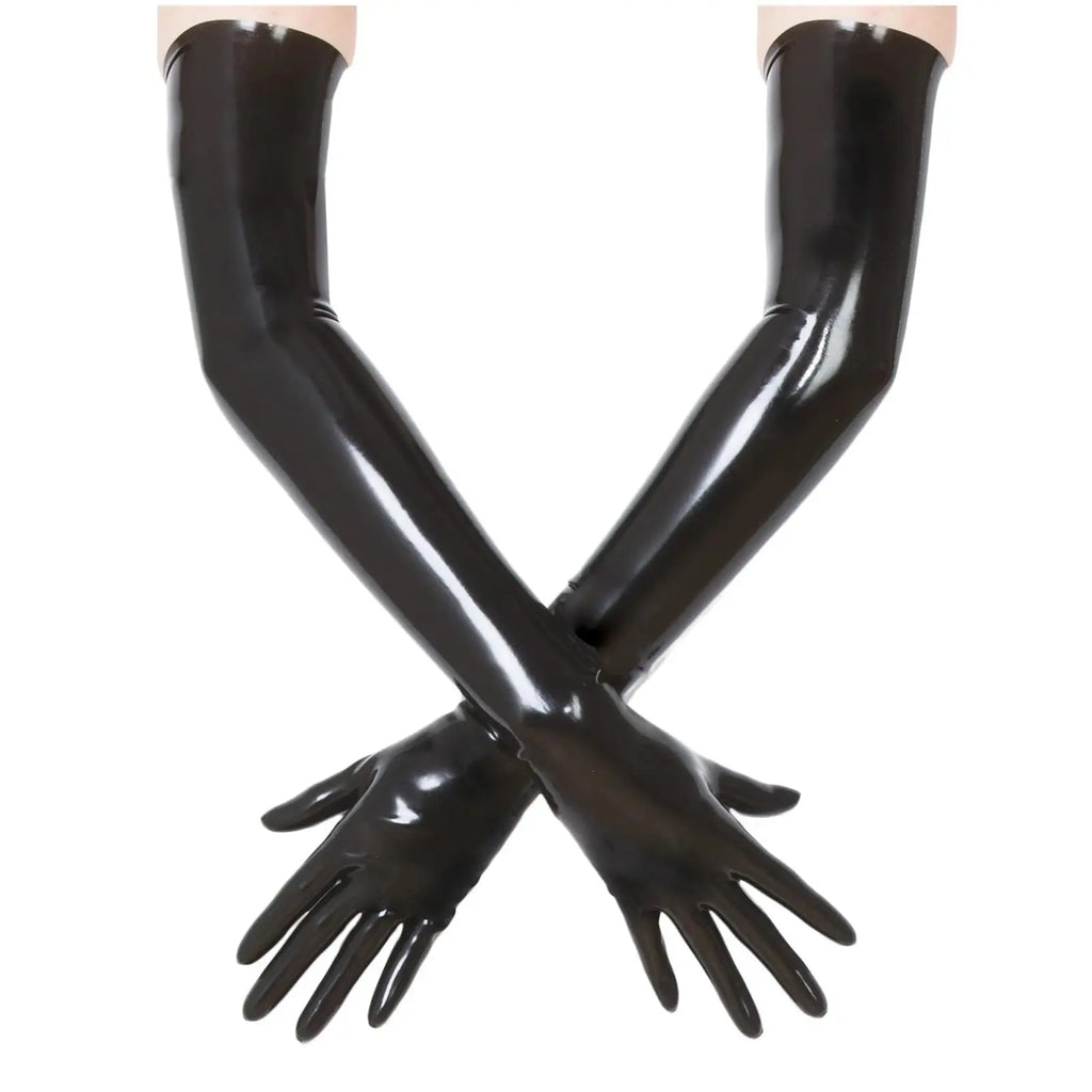 Long Latex Gloves Women Sexy Full Length Gloves Club Wear Catsuit Dress Rubber Cosplay Costume