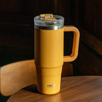 Tyeso 900/1200ML Tumbler Bottle Stainless Steel Car Mug With Handle Straw Thermal Iced Travel Vacuum Insulated Coffee Hot Cup