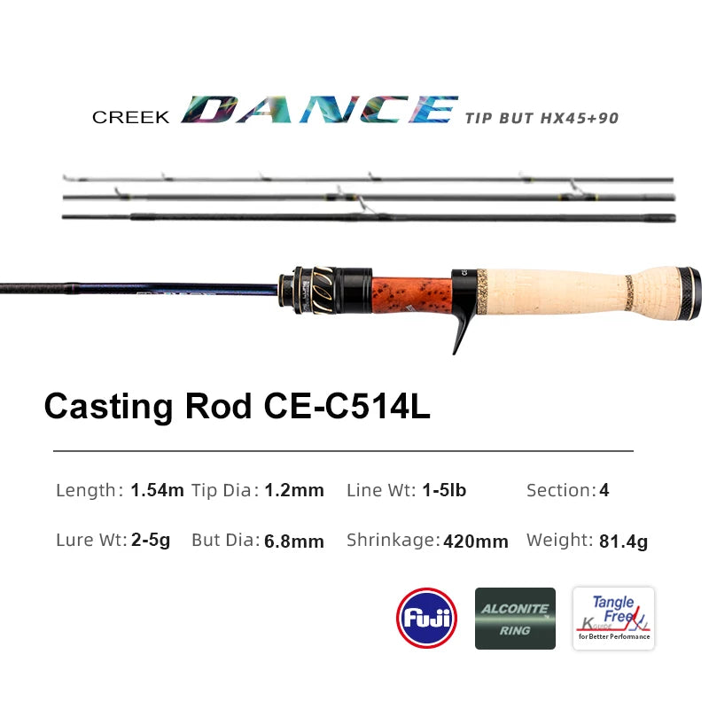 PURELURE CREEK DANCE Trout Rod BFS Fishing Casting UL Spinning Light Travel Rod Stream Ejection Rod Fuji Alconite Ring Perch