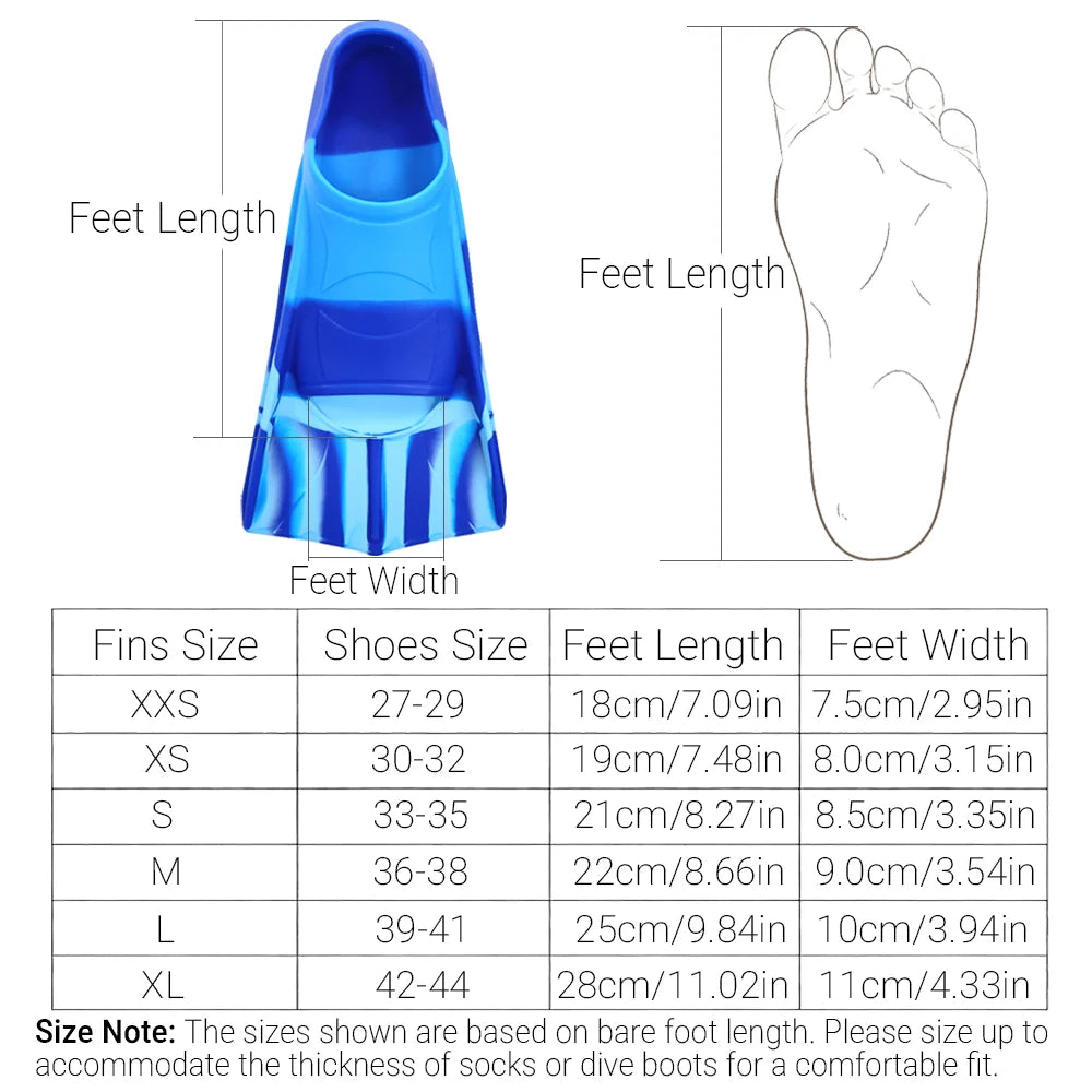 Silicone Swimming Flippers Snorkel Fins Short Frog Shoes Professional Training Breaststroke Scuba Diving Freesnorkel Men Women