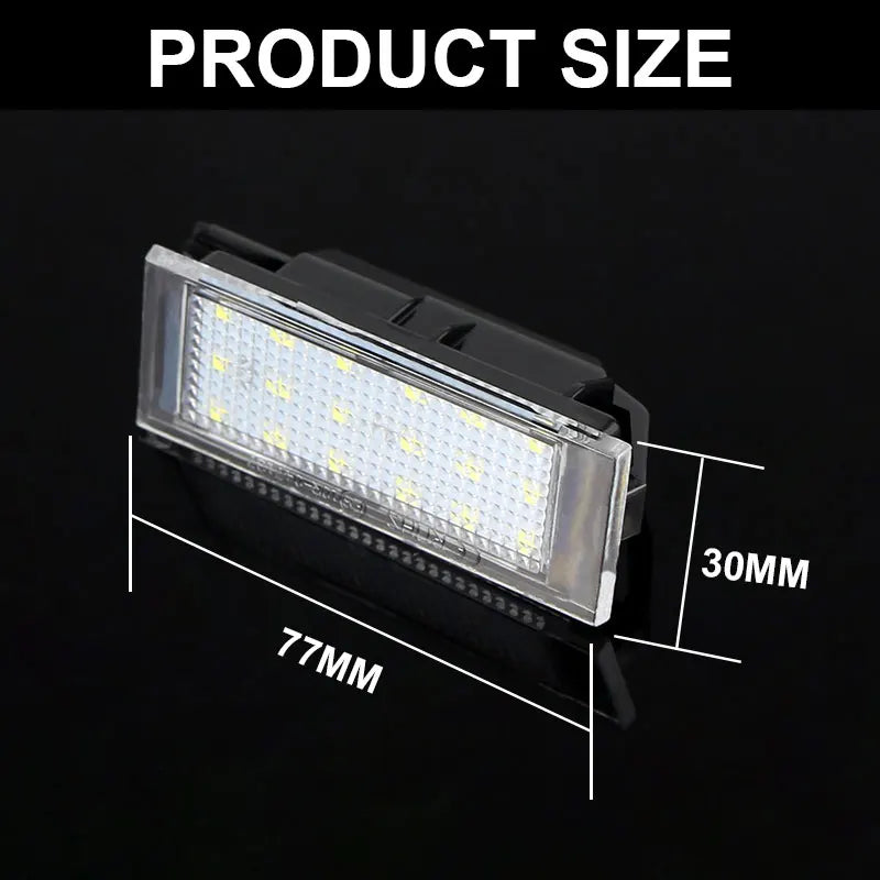 2PCS For Renault Megane 2 Clio Laguna 2 Megane 3 Twingo Master Vel Satis Opel Movano Car LED White Number License Plate Light