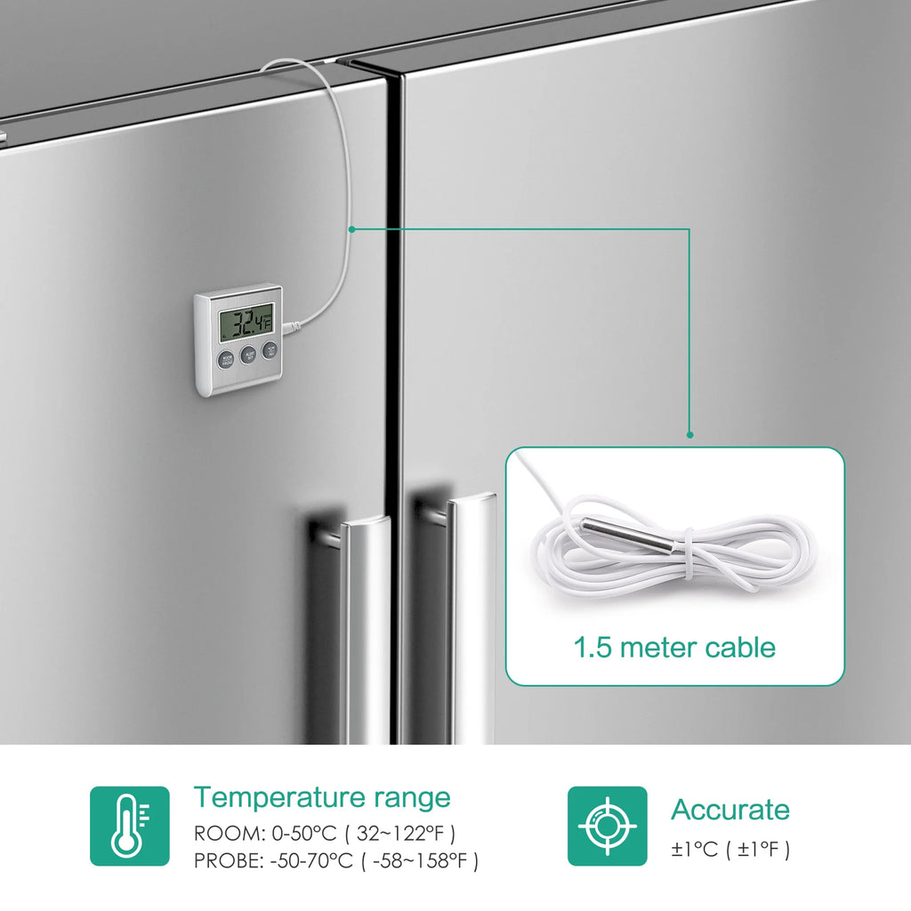 ORIA Refrigerator Thermometer Freezer Thermometer with  External Probe Digital FridgeThermometer for Home Kitchen Restaurants