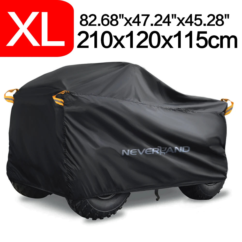 Quad Bike ATV Cover Universal 190T Waterproof Motorcycle Vehicle Scooter Kart Motorbike Resistant Dust UV Protector Black Silver