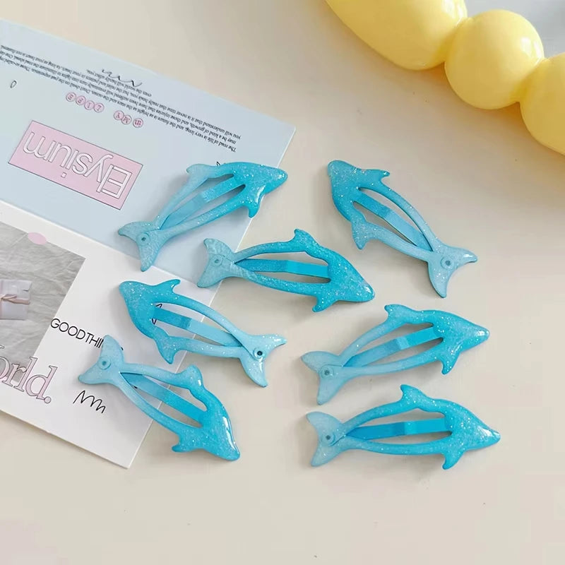 4Pcs Cute Cartoon Dolphin Hair Clip for Women Versatile Bangs BB Clip Hairpin Fashion Side Clip Girls Hair Accessories Gifts
