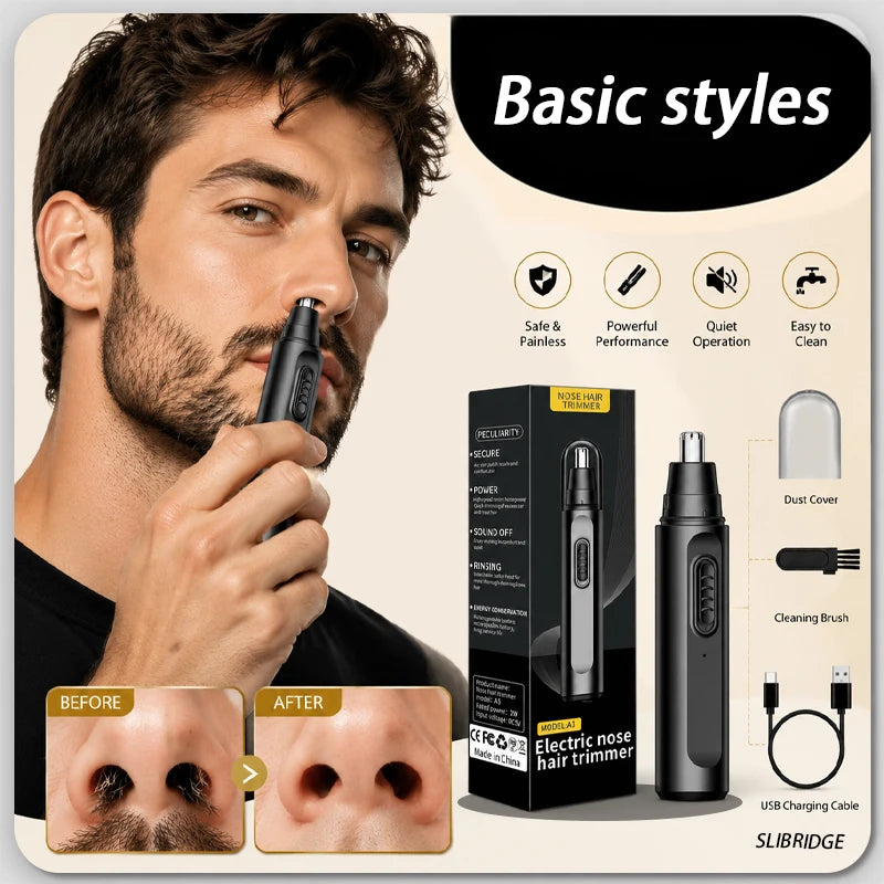 Nose & Ear Hair Trimmer Facial Hair Remover, Washable Portable, 1pc